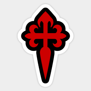 Cross of Saint James Santiago Red Cross on black background Sticker